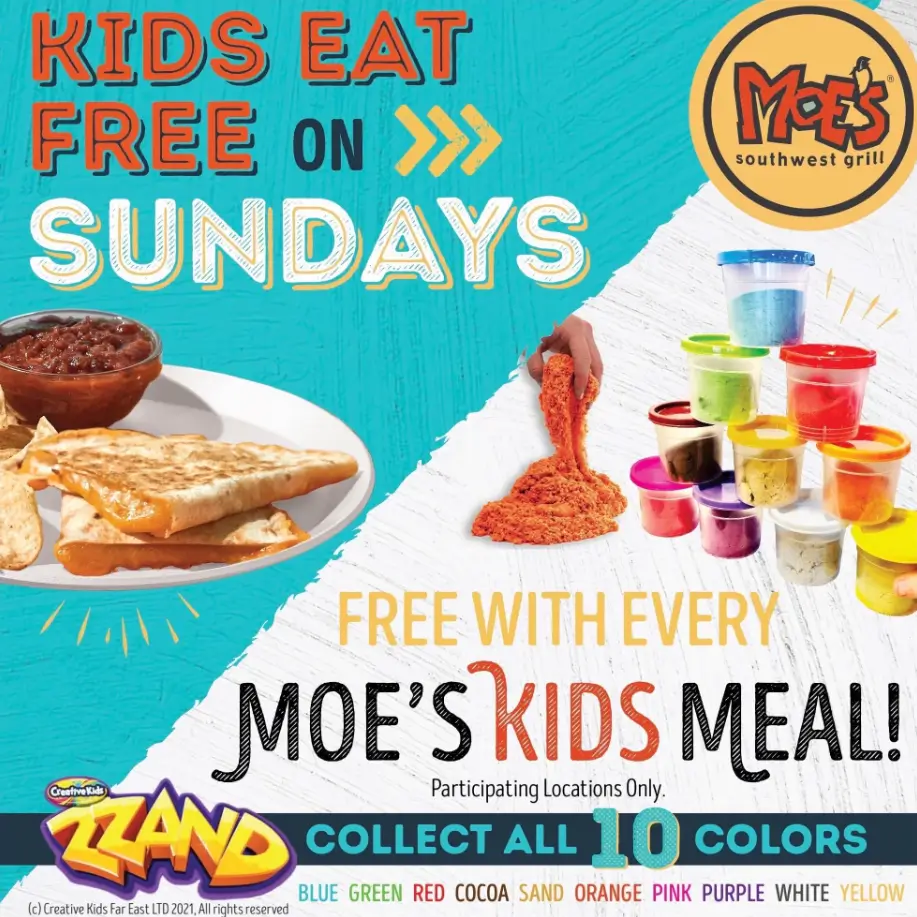 Moe's Southwest Grill Kids Eat Free Nights Deal USA