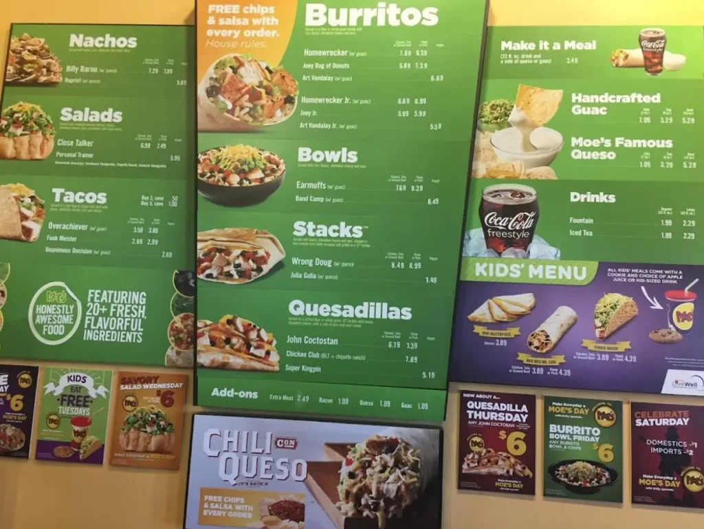 Moe's Southwest Grill Menu Prices USA