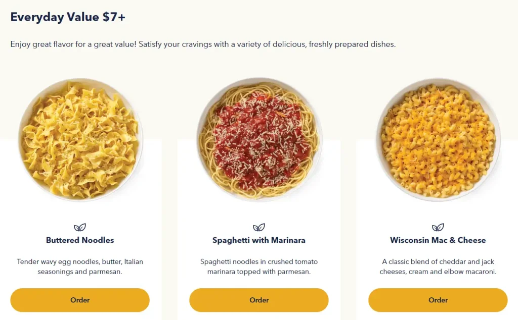 Noodles & Company Everyday Value $7+ Menu USA