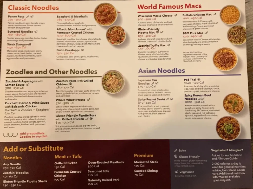 Noodles & Company Menu Updated Prices USA