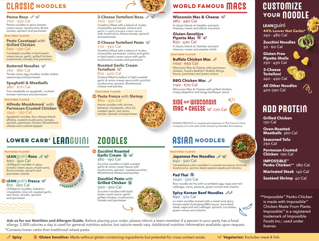 Noodles & Company Menu USA