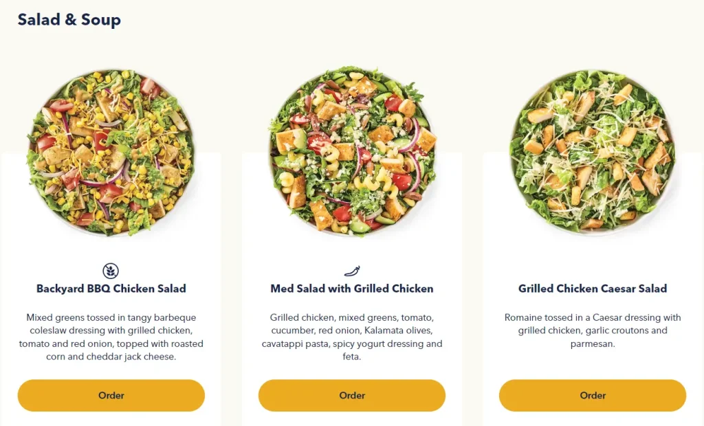 Noodles & Company Salad & Soup Menu USA