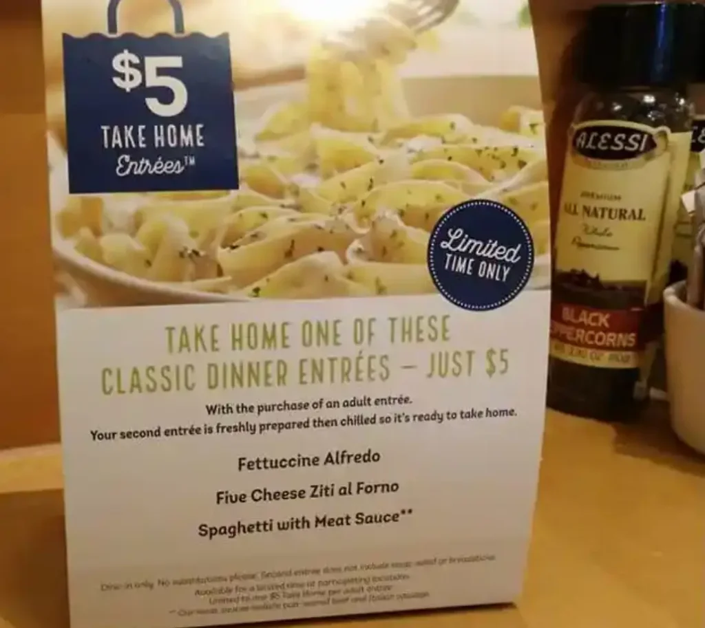 Olive Garden $5 Take-Home Entrée Deal USA