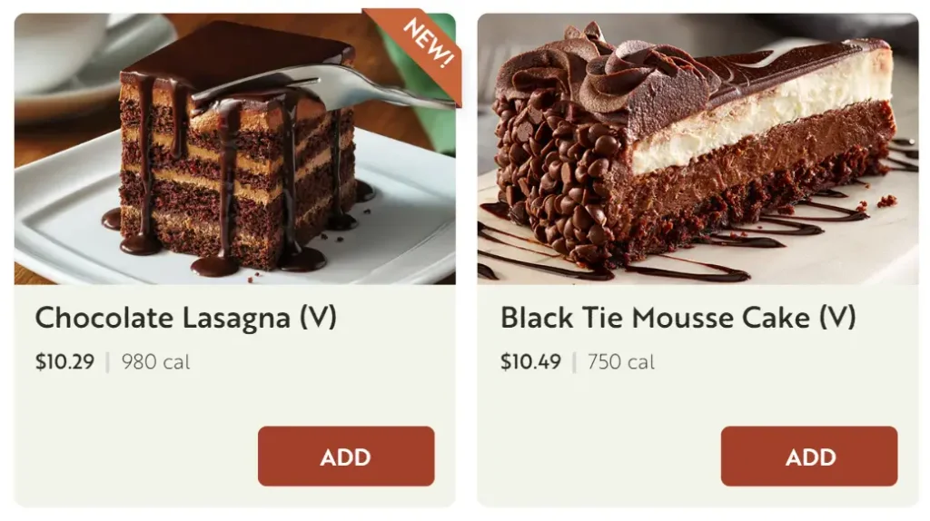 Olive Garden Desserts Menu USA