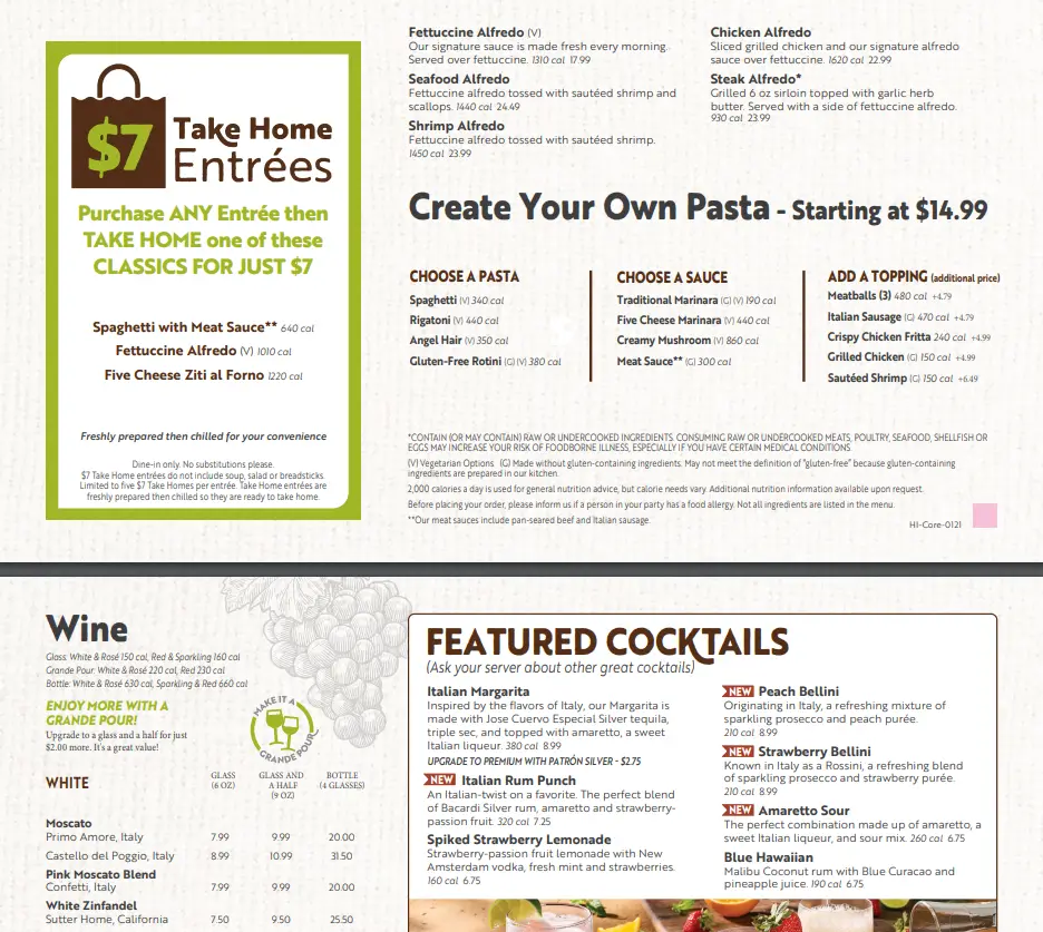 Olive Garden Menu With Prices USA