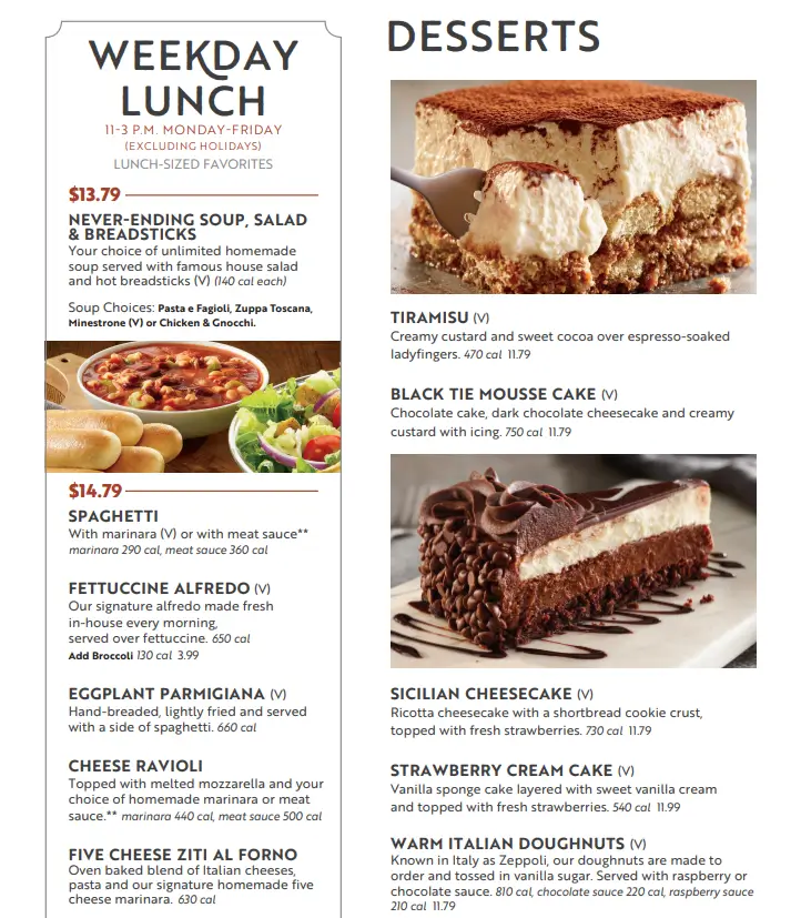 Olive Garden New Menu Items USA