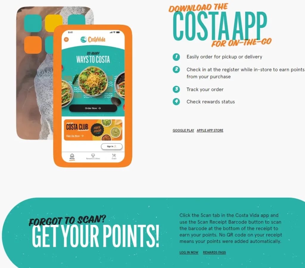 Order Costa Vida Menu Items USA