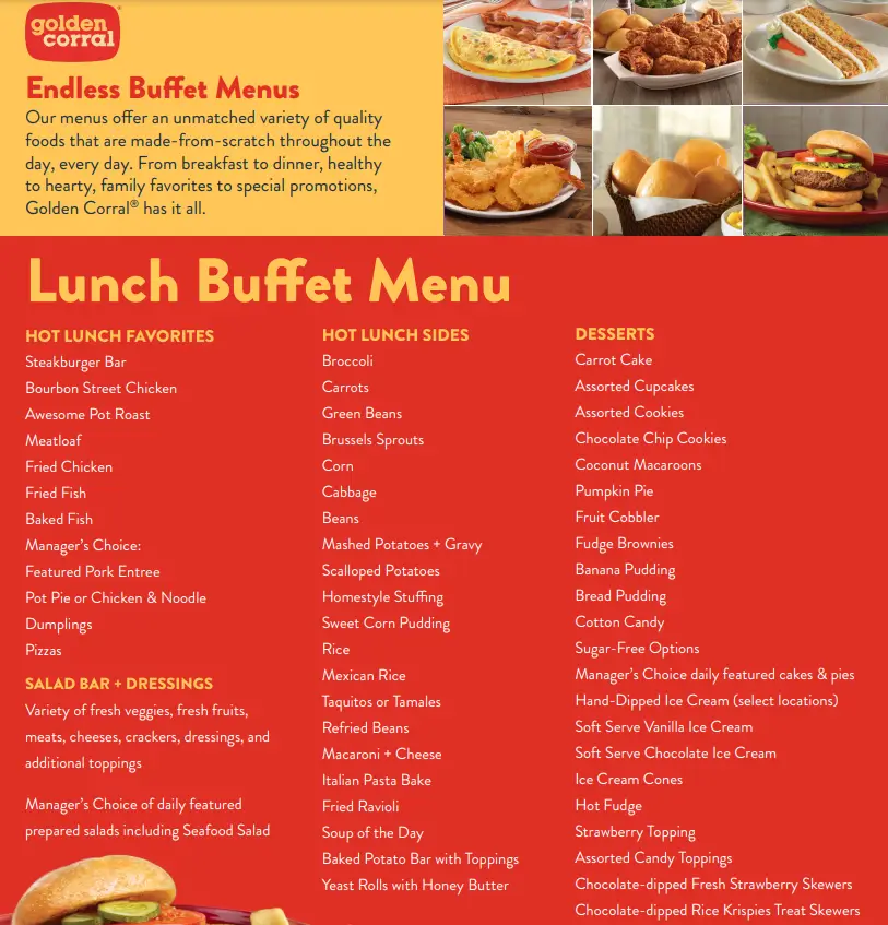 Order Golden Corral Menu Items USA