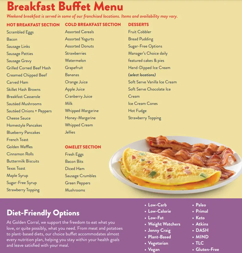 Order Golden Corral New Menu USA