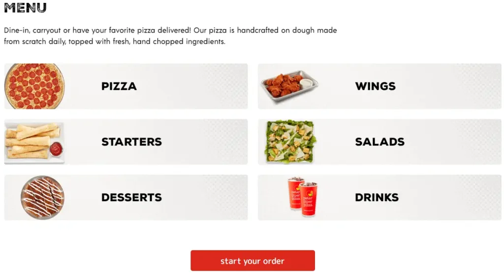 Order Peter Piper Pizza Menu Items USA