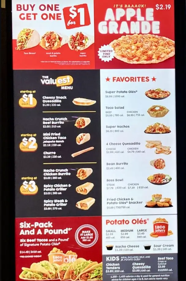 Order Taco John's Menu Items USA