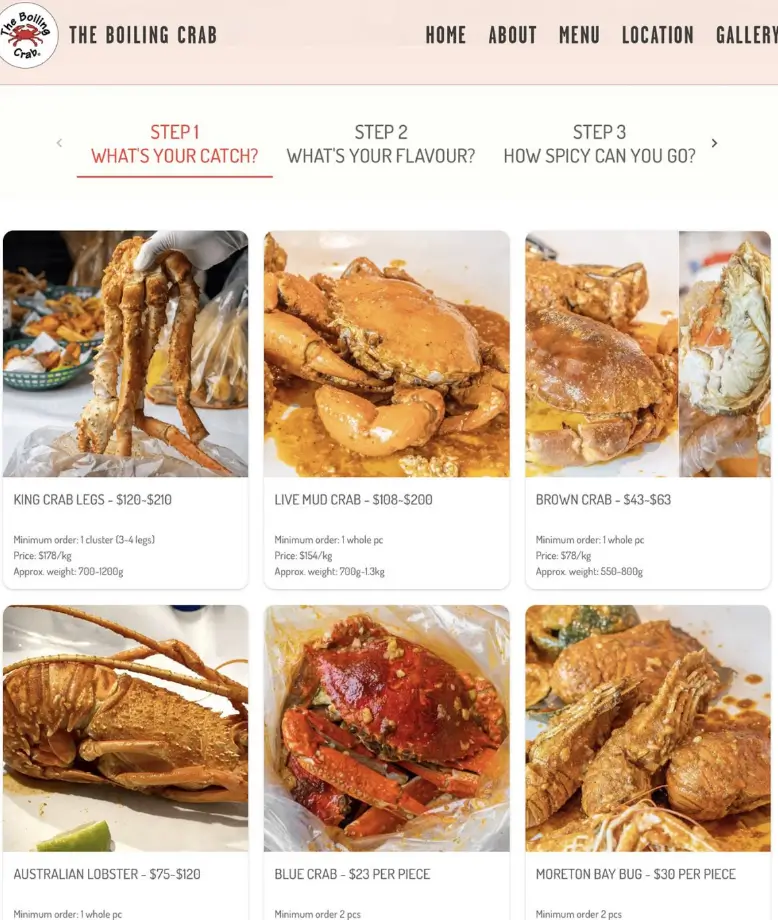 Order The Boiling Crab Menu Items USA