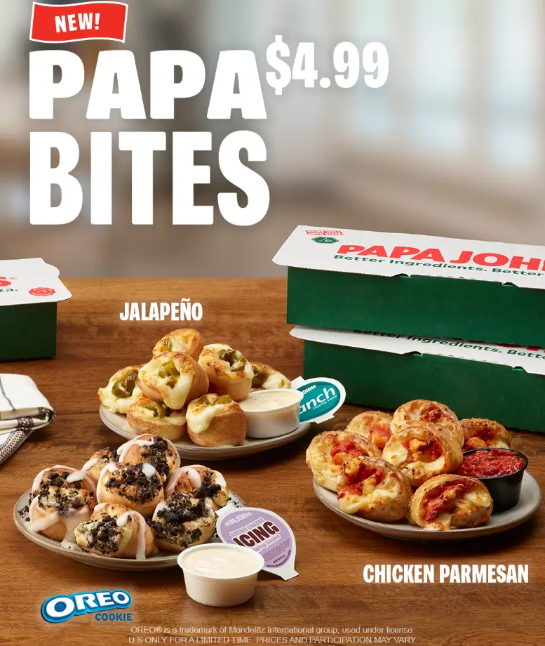 Papa John’s Bites Menu USA