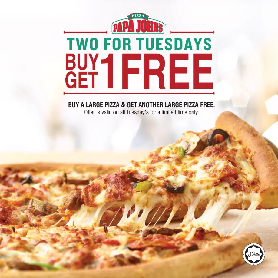 Papa John’s Buy One Get One Free Deal USA