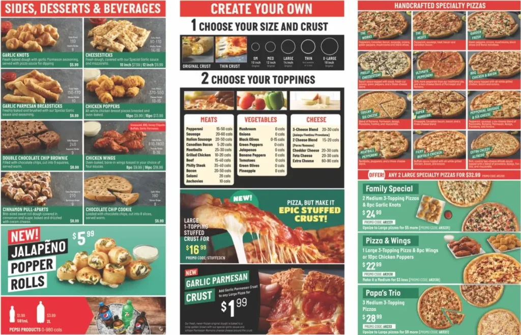 Papa John’s Menu With Prices USA