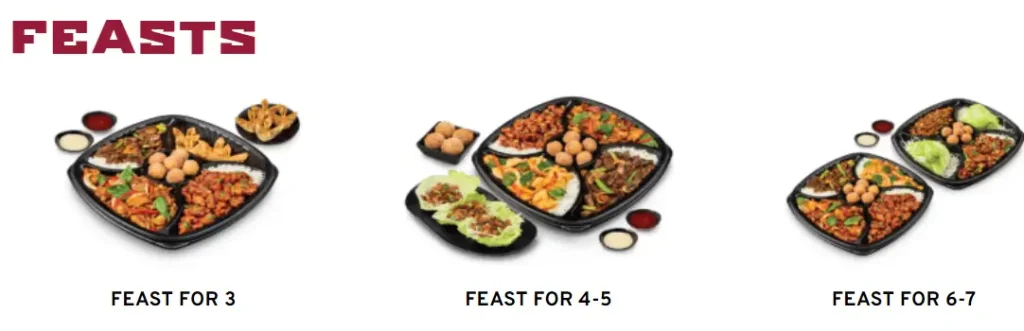 Pei Wei FEASTS Menu USA