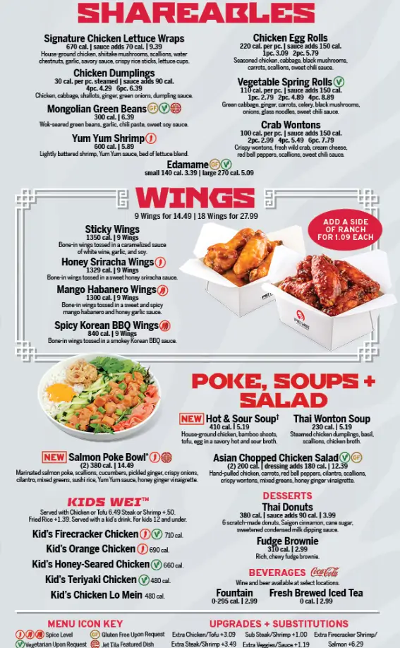 Pei Wei Menu With Prices USA