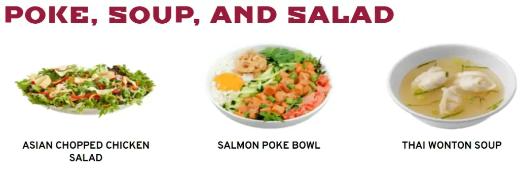 Pei Wei POKE, SOUPS AND SALAD Menu USA