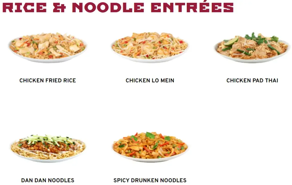 Pei Wei RICE & NOODLE ENTRÉES Menu USA