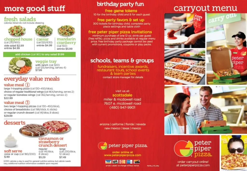 Peter Piper Pizza Menu Prices USA