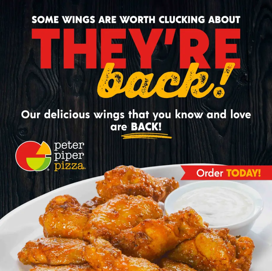 Peter Piper Pizza Wings Menu USA