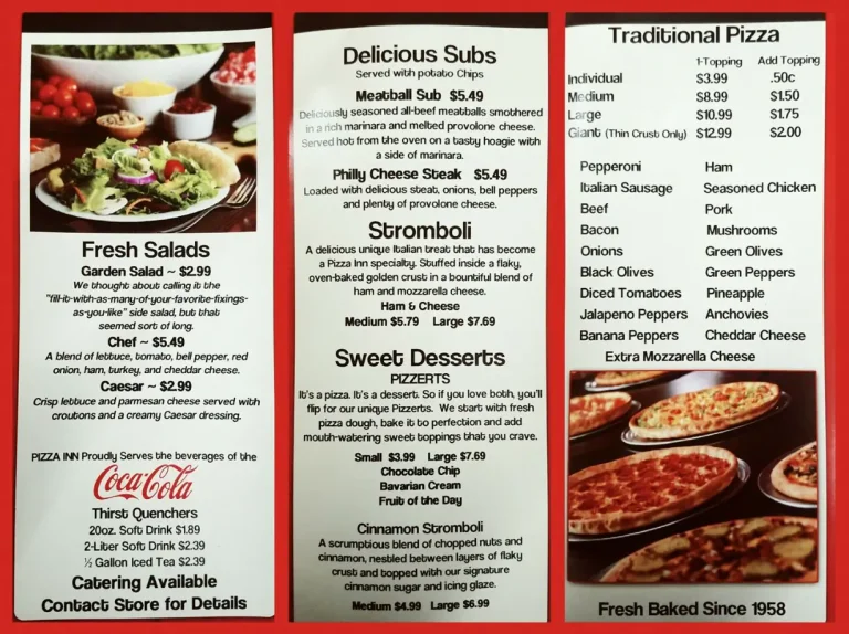 Pizza Inn Menu USA