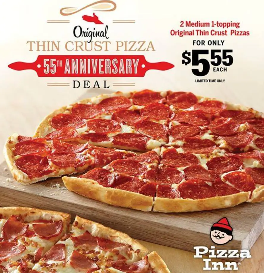 Pizza Inn Original Thin Crust Specialty Pizzas Menu USA