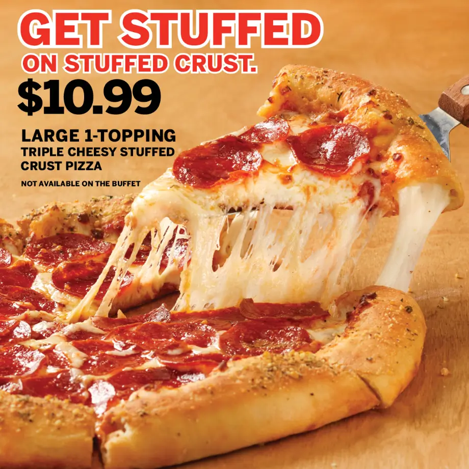 Pizza Inn Triple Cheezy Stuffed Crust Specialty Pizzas Menu USA