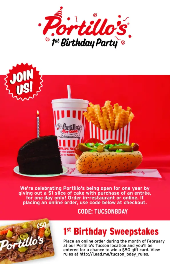 Portillo's Birthday Treats Deal USA