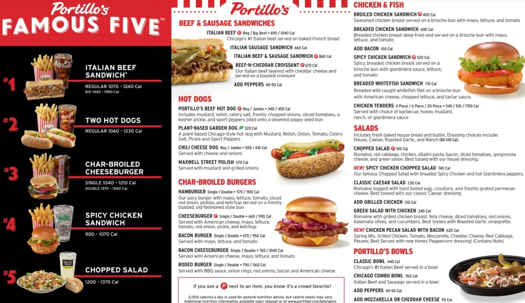 Portillo's Menu With Prices USA