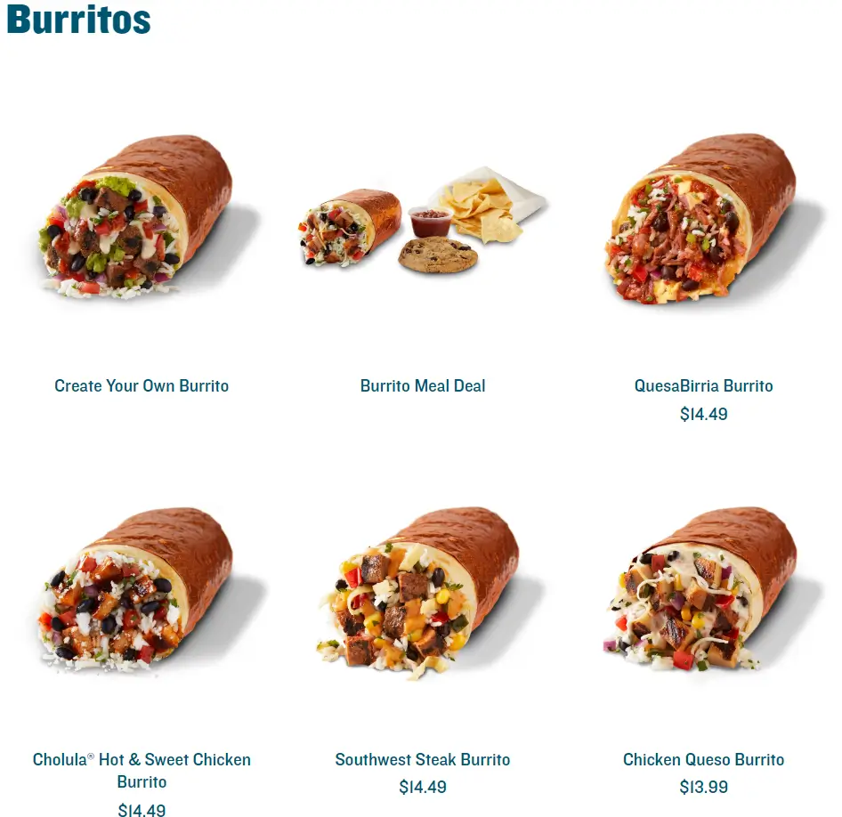 QDOBA Burritos Menu USA