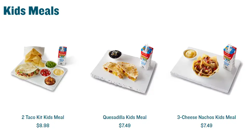 QDOBA Kids Meals Menu USA