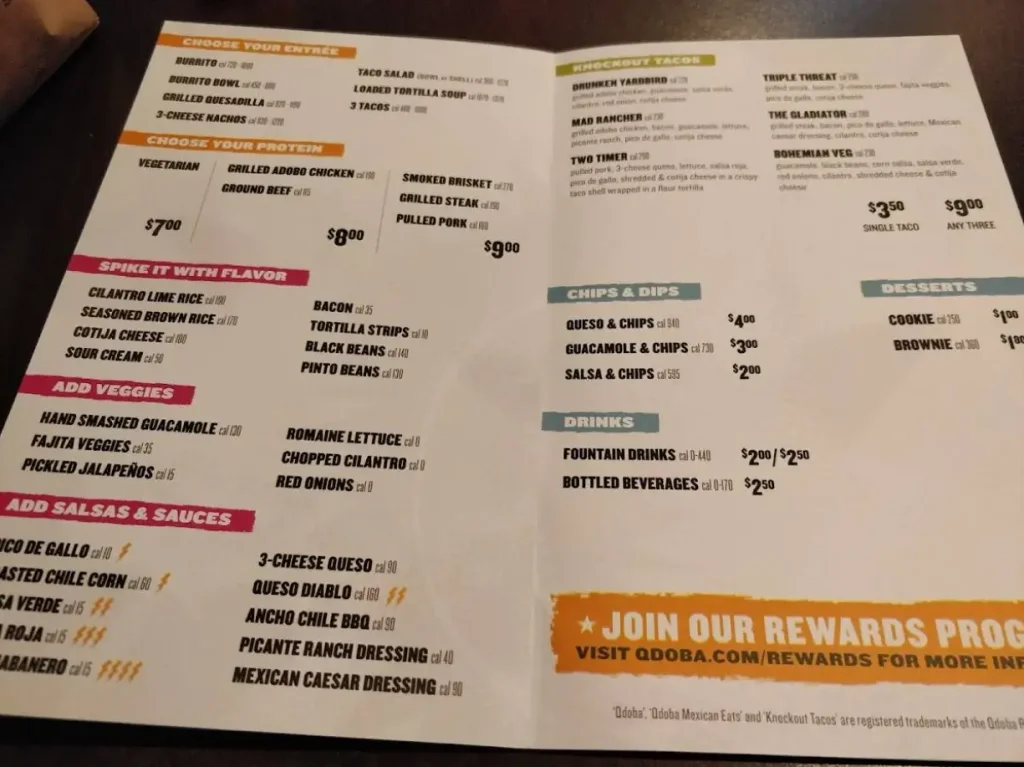 QDOBA Menu Updated Prices USA