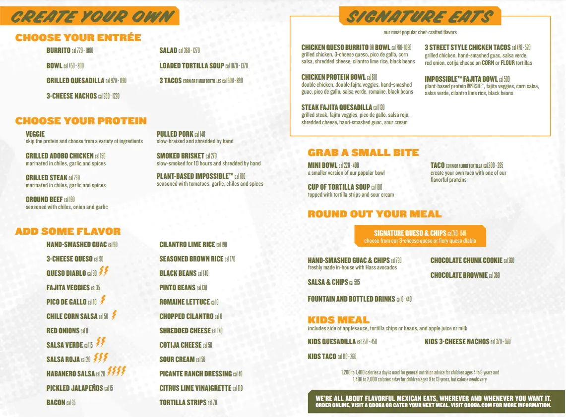 QDOBA Menu USA