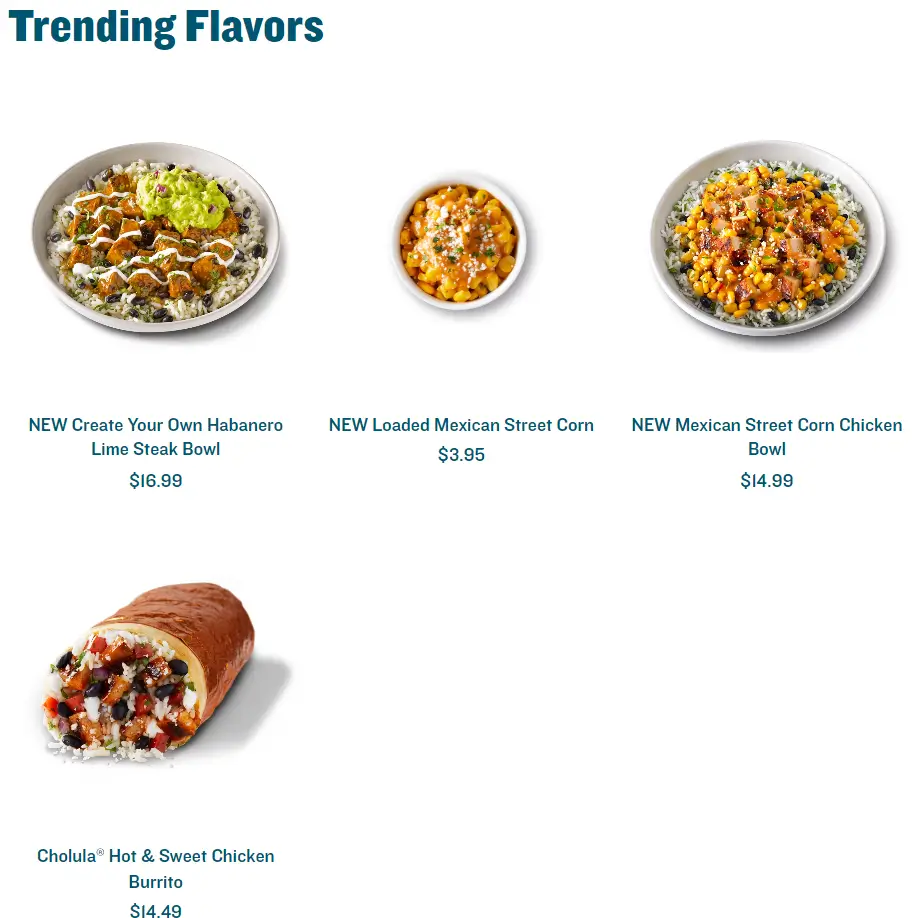 QDOBA Trending Flavors Menu USA