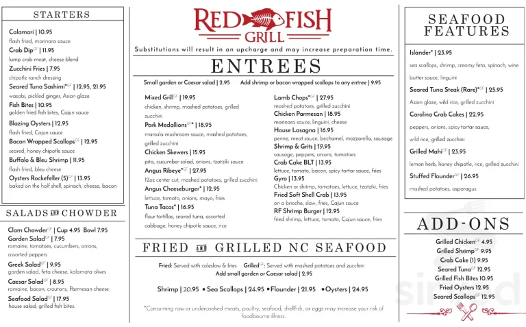 Red Fish Grill Menu USA