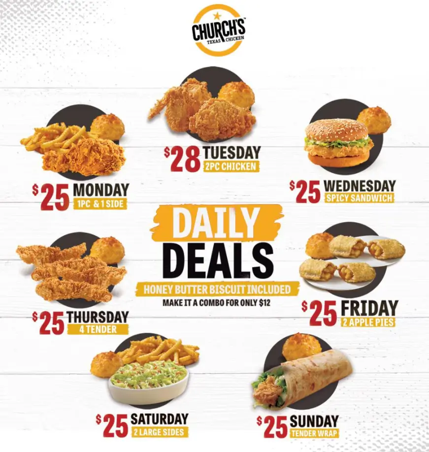 Specials & Daily Deals At Church’s Chicken Menu USA