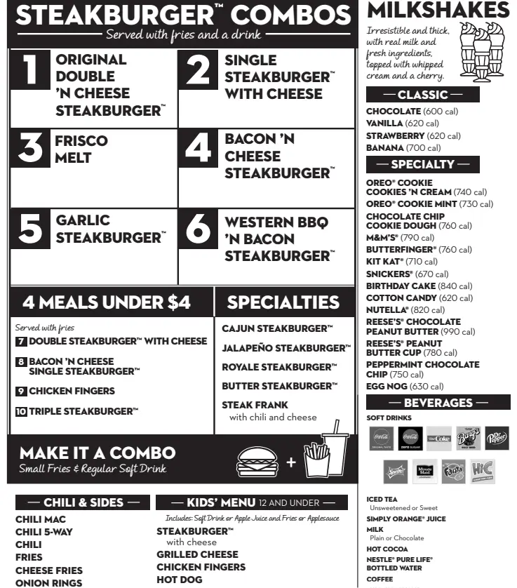 Steak ‘n Shake Menu With Prices USA