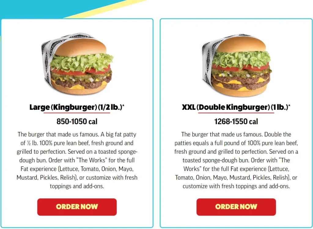 The Fatburger Menu USA