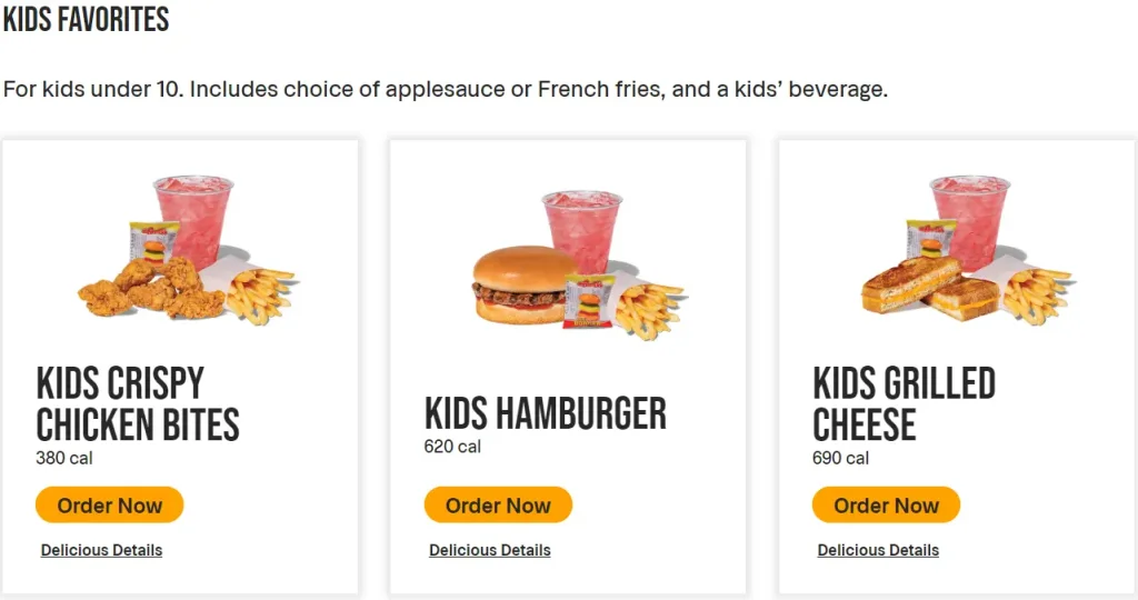 The Habit Burger Grill Kids Favorites Menu USA