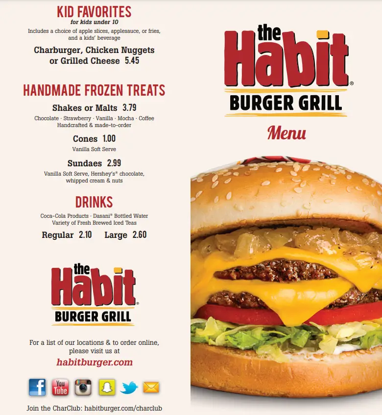 The Habit Burger Grill Menu Updated Prices USA