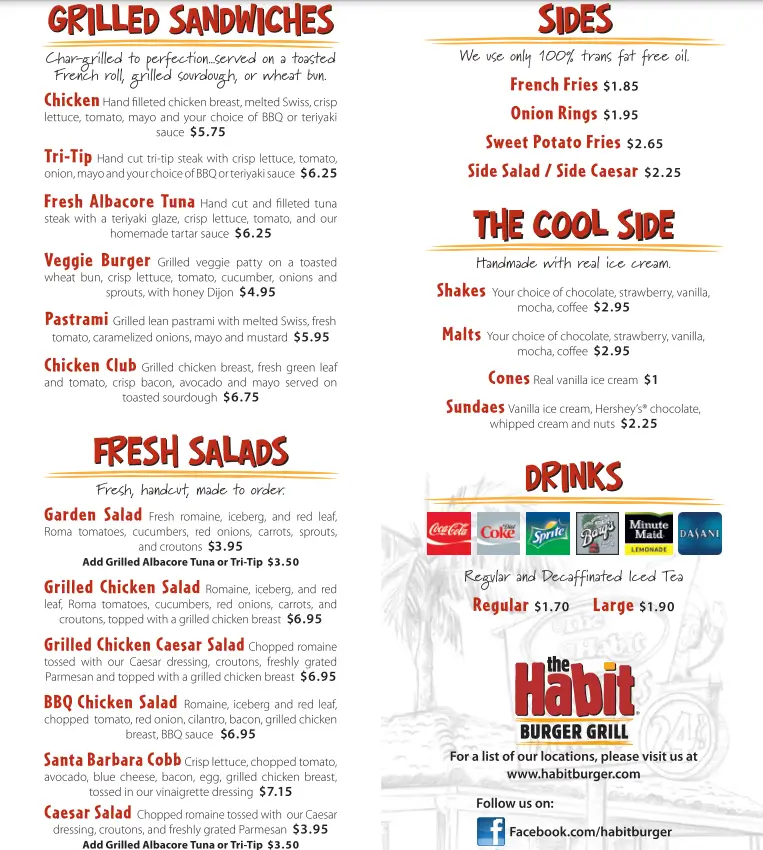 The Habit Burger Grill Menu With Prices USA