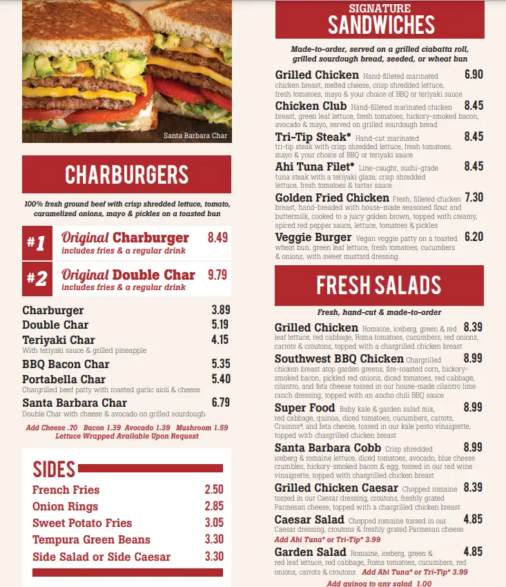 The Habit Burger Grill Menu USA