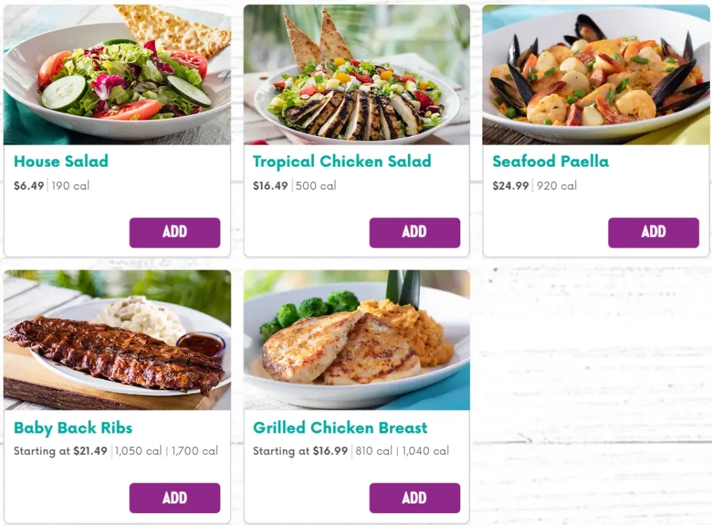 Bahama Breeze Gluten Sensitive Menu USA