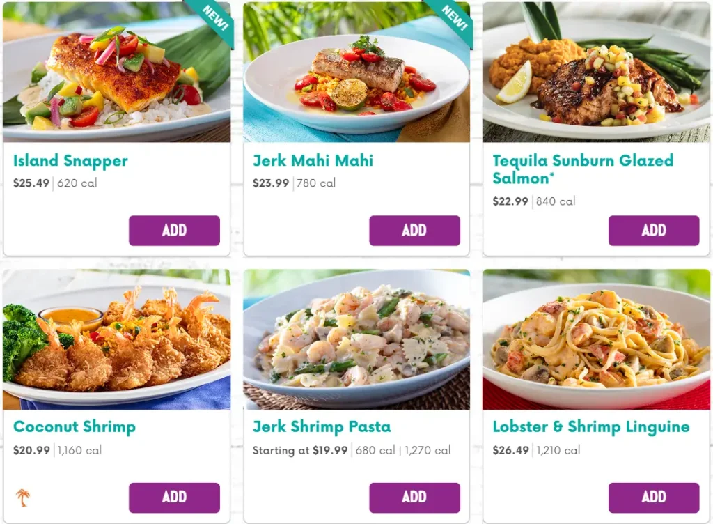 Bahama Breeze Seafood Menu USA