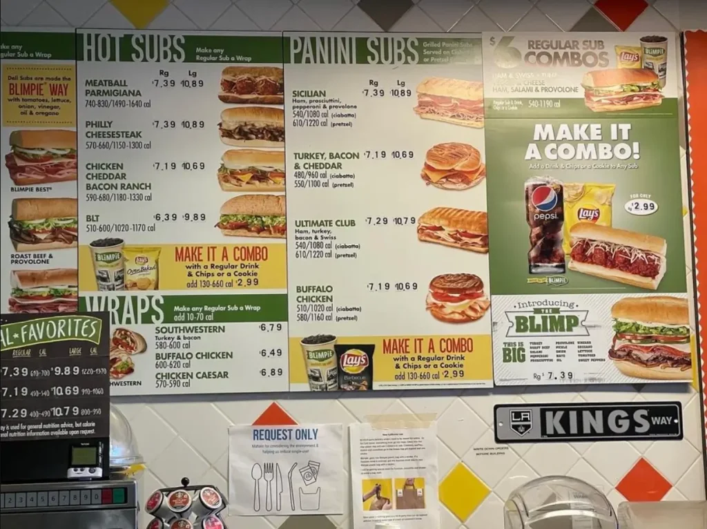 Blimpie Menu With Prices USA