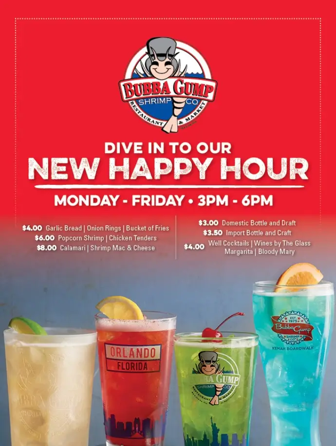 Bubba Gump Happy Hour Specials Deal USA