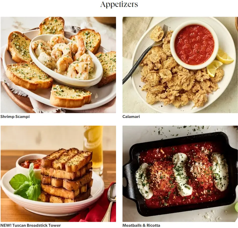 Carrabba's Italian Grill Appetizers Menu USA