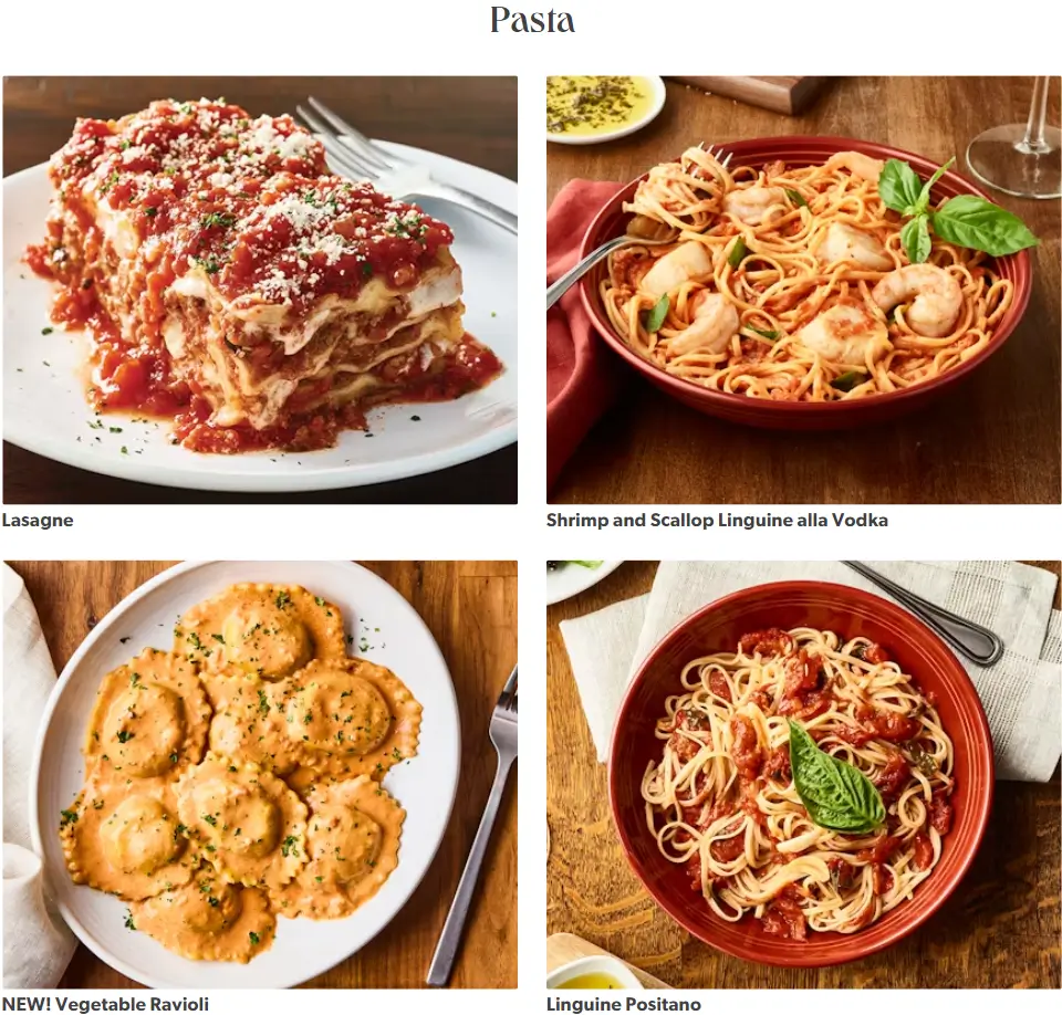 Carrabba's Italian Grill Pasta Menu USA