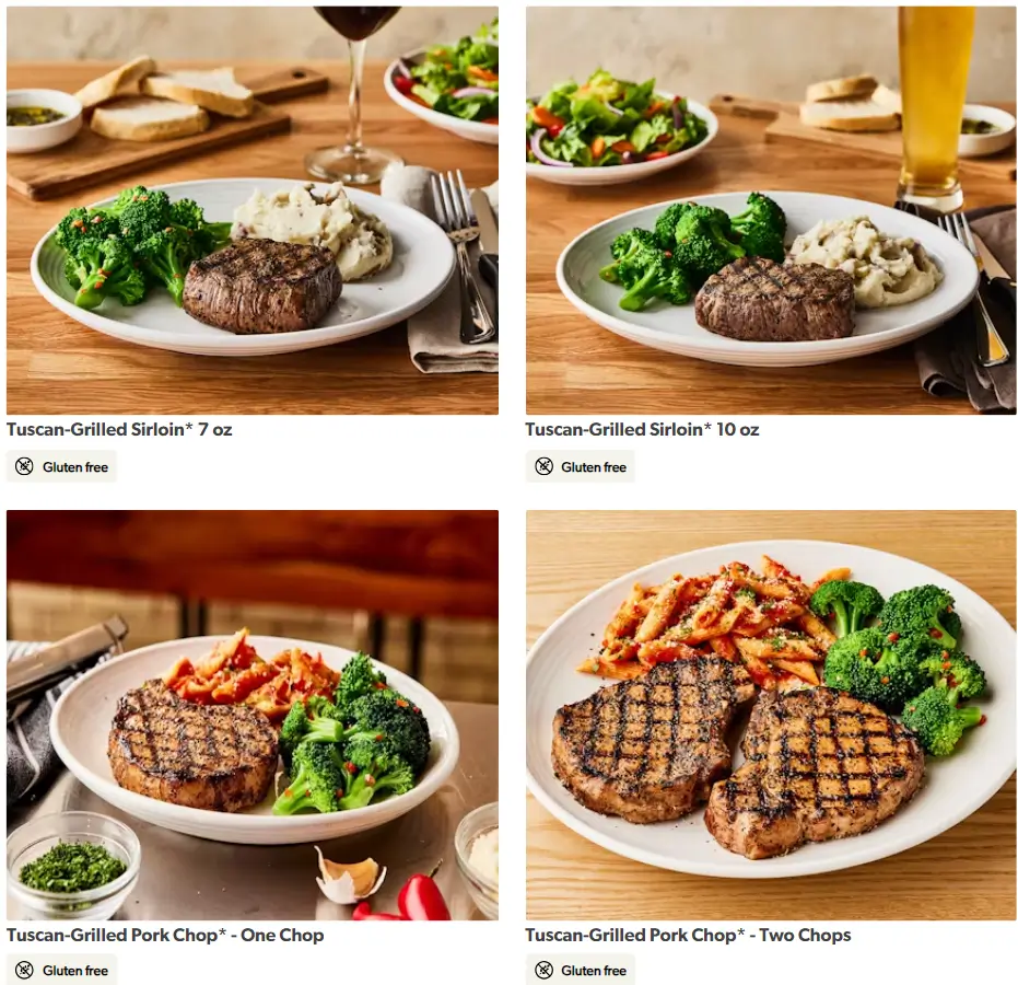 Carrabba's Italian Grill Steaks & Chops Menu USA